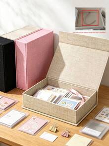 Fabric Storage Box, Suitable For Photo Albums, Letters And Small Items, Decorative Book-Shaped Organizer Box, Suitable For Jewelry, Watches, Handmade Crafts, Living Room And Study Desk Storage - Multicolor - View 5
