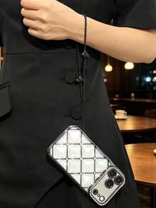 Heart-Shaped Phone Lanyard Rhinestone Quilted Electroplated TPU Phone Case Protective Cover Compatible With IPhone 17/18/11/11 Pro/11 Pro Max/12/Phone 12 Pro/11 Pro Max/12/12 Pro/12 Pro Max/13/13 Pro/13 Pro Max/14/14 Pro/16 Plus/14 Pro Max/15/15 Pro/15 Plus/15 Pro Max/17PROMAX/16PM/Protective Shell - Black Phone Case and Lanyard - View 7