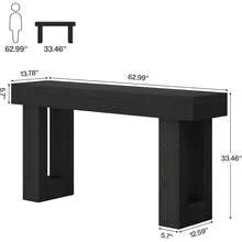 Mesa de Consola Rectangular de Madera de 63 Pulgadas de Largo, Mesa detrás de Sofa, Recibidor para Sala Elegante, Mesa de sofá detrás del sofá, Mesa de Entrada de Granja para Entrada, Pasillo, Sala de Estar, Mueble Decorativo para Hogar, Color Negro - Negro (160cm) - Ver 6