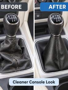 1pc Black Faux Leather Gear Shift Boot, Car Shifter Dust Cover For Compatible Manual And Automatic Gear Levers, Replacement Gear Stick Gaiter For Vehicle Interior Protection And Styling - A - View 5