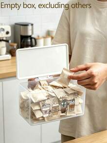 Clear Storage Box With Lid, Dust-Proof Plastic Bin With Handle, Coffee Pattern Printed Storage Container, Home Kitchen Countertop Coffee Corner Tea Bag Storage Box, Desktop Snack And Small Item Organizer, Coffee Capsule Organizer, Large Capacity Visible Storage Container, Home Storage Essential, Suitable For Storing Tea Bags, Coffee, Snacks, Miscellaneous Items, Etc., Office, Dorm, Kitchen, Car Multi-Scenario Use, Practical Gift Choice For Friends, Family, Loved Ones, Christmas Gift, Teacher's Day, Back To School Gift, Birthday Gift - Multicolor - View 7