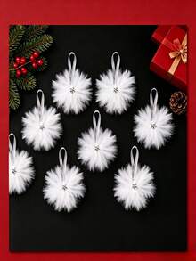 1pc White Artificial Feather Snowflake Christmas Decoration, Christmas Tree Hanging Ornament, Suitable For Christmas Tree Decor, Home Hanging Decor, DIY Crafts, Christmas Tree Hanging Ornament - Multicolor - View 6