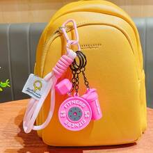 1pc Fitness Equipment Style Keychain, Barbell, Dumbbell, Water Bottle Pendant, Gift For Friends - Multicolor - View 3