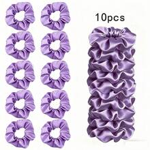 10/20-Piece Purple Ladies Elegant Solid Color Satin Hair Ring, Daily Use, Sports, Summer, Beach - Light Purple - View 1