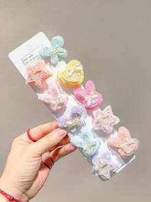 6/12Pcs Sweet Plush Hair Clips, Sparkling Heart Star Rabbit Butterfly Hair Clips, Cute Bow Decor Children Hair Clips, Sweet Dopamine Style Girls Hair Accessories, Suitable For Daily/Outing/Party Use. - Multicolor - View 8