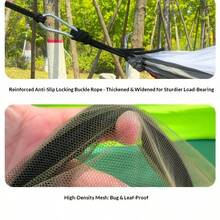 1 Set Automatic Pop-Up Double Hammock With Mosquito Net, Portable Camping Swing Bed With 2 Carabiners And 2 Straps, Weight-Bearing - Mint Green - View 3