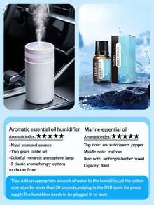 1 Set Black/White Car Humidifier With LED Ambient Light, USB Quiet Aromatherapy Humidifier, Suitable For Essential Oils (5 Fragrance Options), Applicable To Car, Office, Bedroom, Living Room, Study, Plant Room, Car Accessories Decoration, Set Includes 1 Humidifier And 1 Bottle Of Essential Oil, Suitable For All Car Models - A - View 16