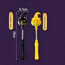 2 piezas de varitas mágicas LED parpadeantes de Halloween, varitas fluorescentes de mano con calabaza y fantasma, rellenos para bolsas de regalo de truco, disfraces y fiestas al aire libre - Negro - Ver 11