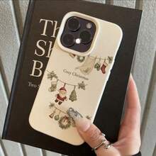 1pc TPU Material Christmas Ornament Pattern Phone Case Compatible With Apple 17promax/17/18promax/15/13/12/11/ S20fe/A15/S24/A55/ Note11/Note12/Note13pro Full Coverage Anti-Drop Soft Shell Phone Protective Cover - White - View 2