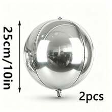 20/10/5/2pcs Silver Inflatable Mirror Reflective 4D Aluminum Foil Balloon Set - Reusable Disco Balloons Suitable For Birthday Party Decor, Holidays, Weddings And Various Events - Multicolor - View 14