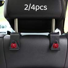 2/4pcs Cute Seven-Star Ladybug Car Headrest Hooks, Cartoon Ladybug Seat Back Hanging Rack, Multi-Functional Bag & Shopping Bag Storage Hooks, Universal Car Interior Storage Accessories, Red Insect Car Decor - A - View 1