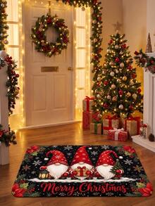 1pc 2D Flat Print Christmas Theme Cute Snowman Pattern Holiday Atmosphere Door Mat, Colorful, Machine Washable Carpet, Suitable For Home Decor, Entrance, Hallway, Bathroom And Balcony - A - View 3