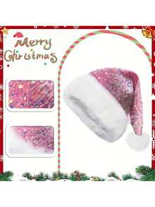 Shiny Christmas Ball Cap With Plush Pom Pom - Adult Holiday Party Costume Accessory - Multicolor - View 8