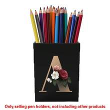 Acrylic Makeup Brush Storage Case Pen Holder Desktop Office Pen Box Study Stationery Organizer Box Dressing Table Storage Brush Holder Suitable For Home School Office Holiday Gift Initial Name 26 Letters Pattern - Black - View 23