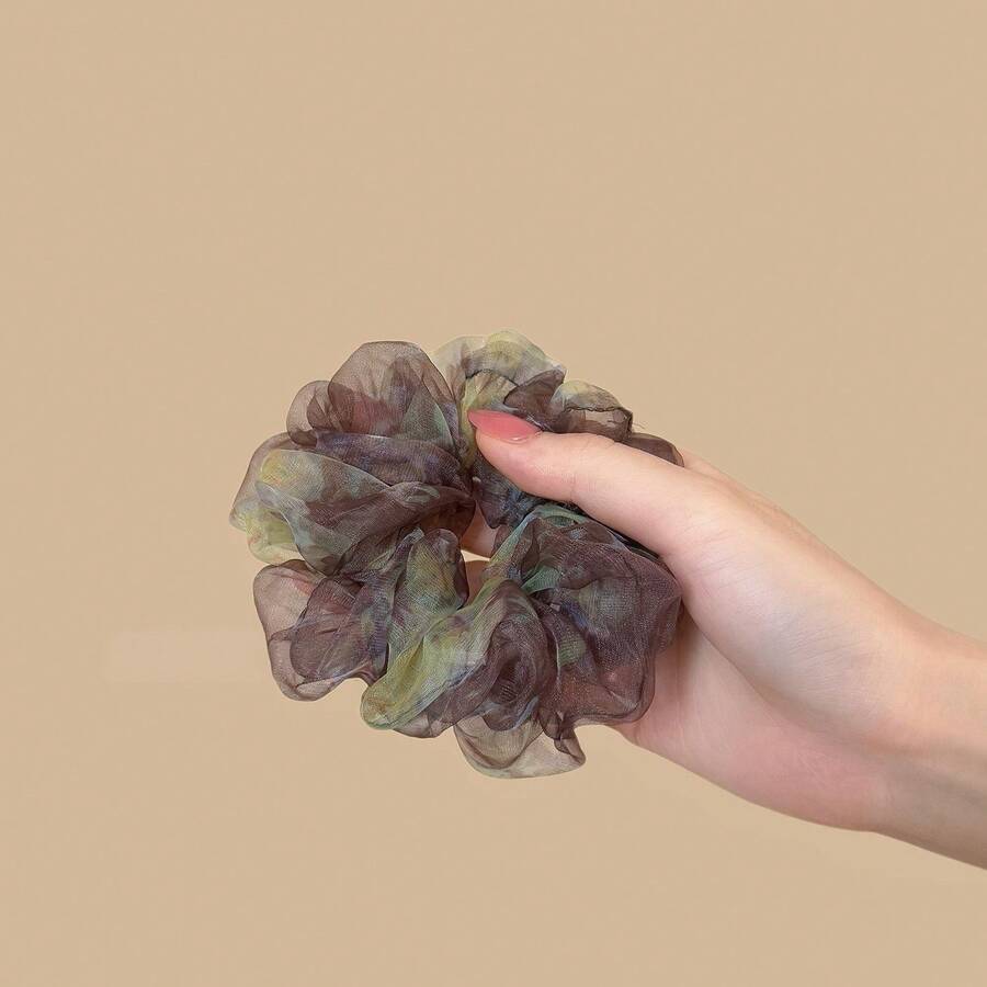 Korean Style Gradient Green Mesh Scrunchie Hair Tie For Women, Elegant Hair Accessory Hair Rope Hair Flower - Multicolor - View 1
