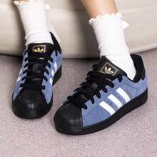 Adidas Originals Superstar 2 Classic Retro Comfortable Non-Slip Durable Shell Toe Round Toe Low-Top Sneakers Unisex Ink Blue - Blue-black - View 8