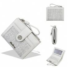 Baellerry 1pc Women's Short Bifold Wallet, 7 Card Slots With ID Window And Zipper Coin Pocket, Portable Wristlet Wallet, Suitable For Travel, Outdoor, Daily Use - Multicolor - View 13