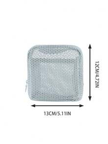 1/2pcs Macaron Color Mesh Small Makeup Bag, Lipstick/Earphone Cable/Coin Small Storage Bag, Portable Zipper Travel Cosmetic Pouch - Multicolor - View 7