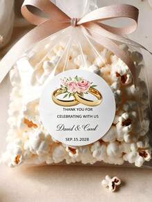 1pc Customized Text Wedding Sticker, Personalized Sticker, Birthday Party Sticker, Celebration Label, Personalized Water Bottle Sticker, Laptop Sticker, Commemorative Sticker, Anniversary, Valentine's Day, Birthday, Wedding Gift, Mother's Day Gift, Best Friend Gift, Mom Gift - Custom Round Stickers - View 5
