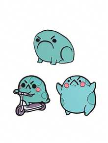3pcs Cute Cartoon Angry Frog Enamel Pin, Funny Meme Frog Badge, Fashion Accessory For Clothes And Backpacks, Gift For Frog Lovers - Multicolor - View 10