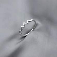 1pc Minimalist Fashion Cubic Zirconia S925 Sterling Silver Open Wave Ring, Micro-Inlaid, Suitable For Women's Daily Wear - XY-1198 - View 1