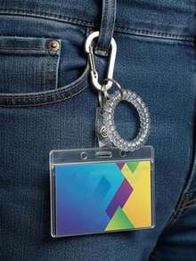 Clear ID Badge Holder Keychain With Coil Wristband & Carabiner Clip,Portable Card Holder,Card Pouch,Transparent Card Protector For Nurse Teacher Work - Multicolor - View 10