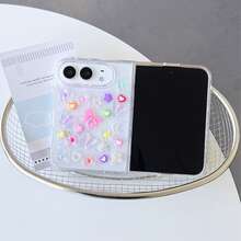 1pc Foldable Epoxy Floral World Butterfly Full Coverage Phone Case Compatible With Apple Duo - Multicolor - View 3