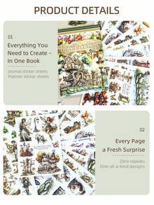 DanSoul Buku Stiker Bertema Gaya Pedesaan Ukuran Besar, 20 Lembar, untuk Dewasa, Bahan Ganda Pra-Potong Tahan Air PET Matte, Bahan Scrapbook, Stiker Estetik, Perlengkapan Kerajinan DIY Junk Journal - Stiker untuk Jurnal - View 11