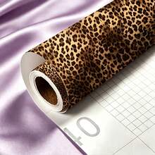 1 Roll 45CM Wide Leopard Print Wallpaper, Self-Adhesive Removable, Suitable For Bedroom, Cabinet, Living Room Furniture Renovation, Easy To Apply And Remove - Brown - View 6