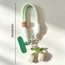 1pc Tulip Knitted Pendant Phone Lanyard Wrist Strap, Creative Handheld Anti-Loss Anti-Drop Portable Bracelet, Woven Design, Soft Detachable, Suitable For DIY Phone Lanyard And Phone Case Decoration, Perfect Gift For Friends/Bag Charm - Multicolor - View 4