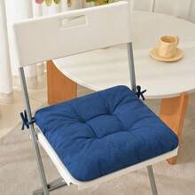 1pc Solid Color Thick Chair Cushion, Soft Quilted Square Seat Pad With Ties, Non‑Slip Comfort Seat Cushion For Dining Office Home Chair Decoration - 40x40cm - View 7