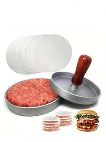 1 Set Alat Pembuat Patty Burger dan 100 Lembar Kertas Panggang Anti Lengket, Peralatan dan Aksesoris Dapur, Cocok untuk Acara Kumpul-kumpul Liburan, Santapan Keluarga, dan Burger Buatan Sendiri - MultiWarna - View 11