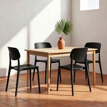 Silla Moderna De Plástico Negro Multiusos, Silla Apilable Para Balcón, Terraza, Comedor, Resistente Para Interior Y Exterior - Negro - Ver 1