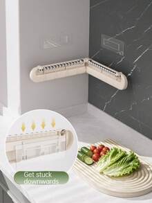 1pc Multi-Functional Kitchen Accessory Storage Rack, Portable Foldable Wall-Mounted Storage Rack, Space-Saving Kitchen Storage Shelf, Can Be Installed In Corners, No-Drill Installation, Can Hang Spoons, Spatulas And Other Kitchen Utensils, Suitable For Cabinets, Cookware, Tableware, Kitchen Organization, Kitchen Essentials, Apartment Essentials, Kitchen Organization And Storage - Multicolor - View 6
