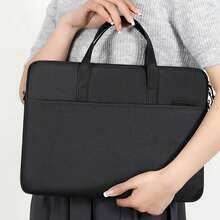 Sac à ordinateur portable de couleur unie léger et portable, housse d'ordinateur portable portable pour les voyages d'affaires, sac à ordinateur portable de bureau à bandoulière avec fermeture éclair - A - Voir 3
