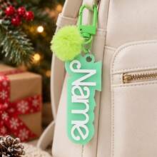 Custom Name Pom Pom Keychain, Personalized Key Chain, Bag Charm, Customized Key Accessory, Customizable Keychains, Christmas Gift 2026 - Multicolor - View 4