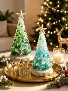 DIY Mini Desktop Christmas Tree, European Vintage Finish Art Decor, Study Or Office Desk Decoration, Photography Prop, Decorative Craft Gift, Suitable For Home, Bedroom Or Office Desktop Decor - A - View 8