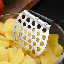 1pieza Machacador de Papas de Acero Inoxidable, Prensa Manual para Puré, Utensilio de Cocina Resistente con Mango Cómodo, Ideal para Papas, Aguacate, Verduras y Alimentos Suaves, Fácil de Usar y Limpiar, Accesorio Práctico para Cocina Mexicana, Perfecto para Preparar Purés, Guarniciones y Recetas Caseras - Plateado - Ver 8