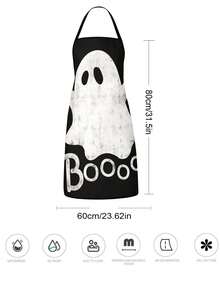 1pc/2pcs/4pcs Halloween Theme Apron, Cute Ghost Pumpkin Black Cat And Spider Web Print, Adjustable Halter Waterproof Kitchen Chef Apron, Suitable For Cooking Baking, Halloween Party Decoration, Gift For Women - Multicolor - View 2
