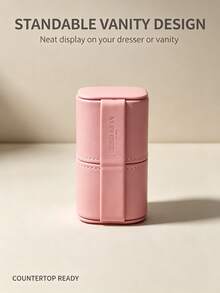 Armani Nude Pink Luxury PU Leather Portable Lipstick Storage Box With Metal Round Buckle Dust-Proof Lip Balm Protective Tube Travel Carry-On Multi-Functional Makeup Organizer For Earrings And Mini Perfume - Pink Lipstick Organizer - View 7
