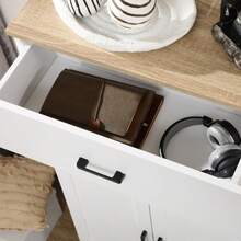 Freestanding Kitchen Cupboard, Nordic Storage Cabinet With Drawer, And Open Countertop Living & Dining Room, 130cm, White - 1 - View 7