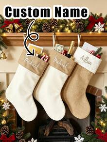 Customized Christmas Stockings, Personalized Christmas Stockings, Custom Fireplace Decor Gift Stockings, Family Christmas Stockings, Holiday Stockings - Multicolor - View 2