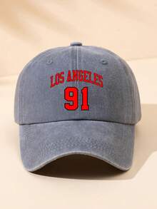 MAKEFGE 1pc Unisex Outdoor Casual Fashion Soft Comfortable Washed Distressed Vintage LOS ANGELES91 Graphic Print Adjustable Size Minimalist Black Multi-Color Curved Brim Baseball Cap Suitable For Daily Wear, Travel, Holiday Gift, Party Street - A - View 19