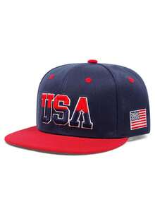 1pc Fashion Creative Baseball Cap, American Embroidery Street Hip Hop Hat, Skateboard Hat, Outdoor Adjustable Decorative Sun Hat, Unisex Flat Brim Cap - USA - View 13