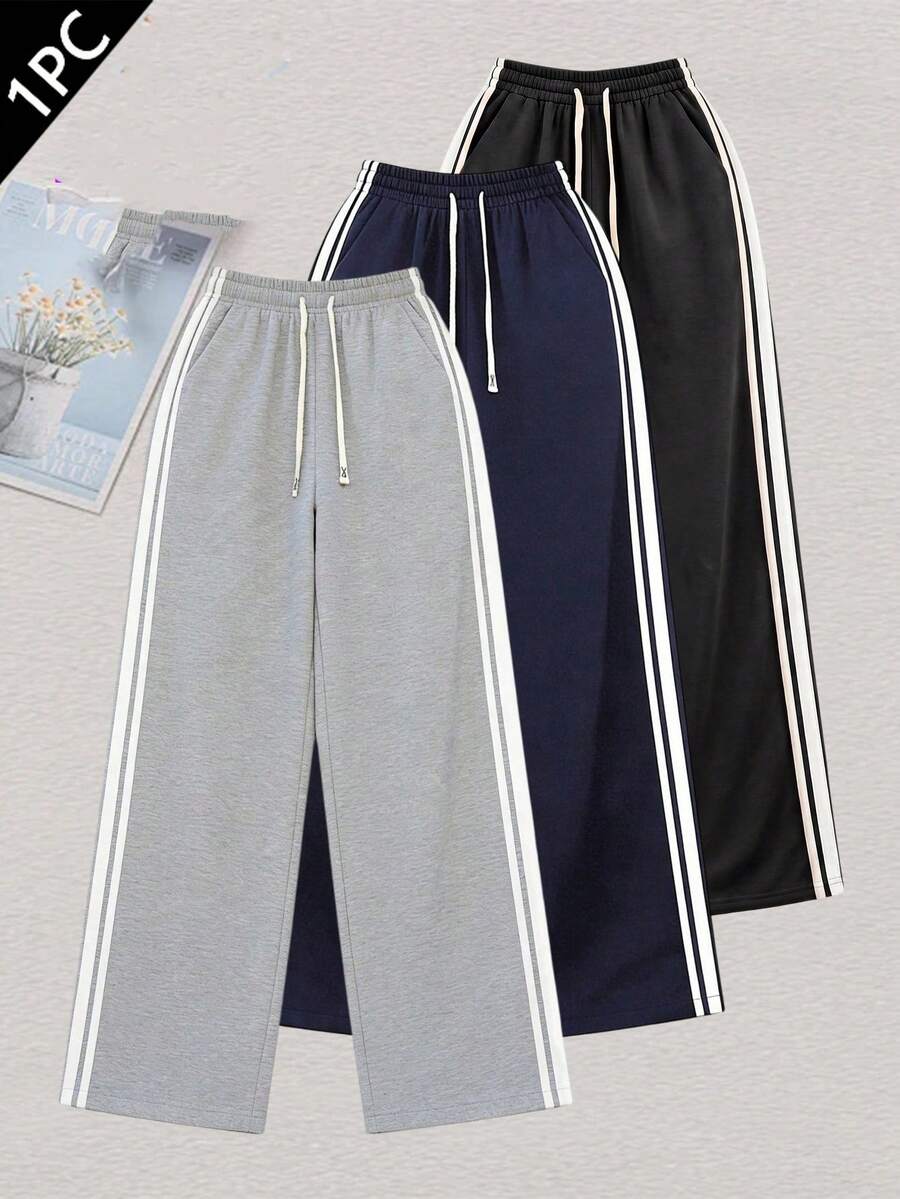 These Striped Long Pants Are Suitable For All Seasons, Perfect For Outdoor Activities And Casual Wear, And Easy To Pair With Various Sports Tops - Light Grey - View 1