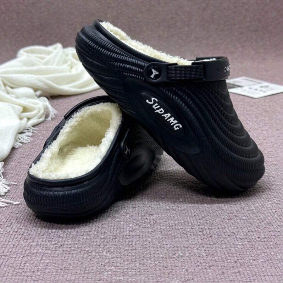 Pantuflas Acolchadas para Hombre, Cierre Completo, Uso Casa y Calle - Negro - Ver 1