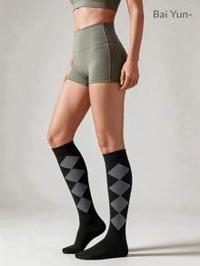 4 Pairs Random Neutral Over-The-Knee Compression Socks, Breathable High Elasticity Calf Socks, Moisture-Wicking Non-Slip Cuff, Suitable For Running, Cycling, Hiking, Climbing, Travel And Daily Wear - Multicolor - View 3