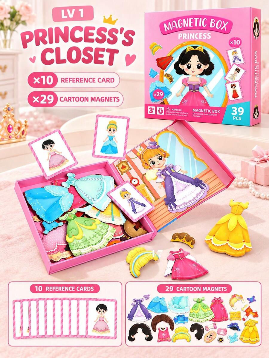 Children's Desktop Magnetic Puzzle Game DIY Magnetic Book Crazy Face Dress-Up Game And Preschool Learning Activity, Travel STEM Toy, Fun Refrigerator Magnets Suitable For 3-8 Years Old