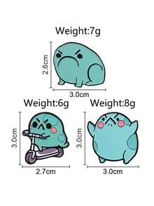 3pcs Cute Cartoon Angry Frog Enamel Pin, Funny Meme Frog Badge, Fashion Accessory For Clothes And Backpacks, Gift For Frog Lovers - Multicolor - View 3