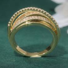 1pc Luxury Multi-Layer Spiral Intertwined Design Ring, Suitable For Daily And Vacation Wear, Ideal Gift - Gold - View 3